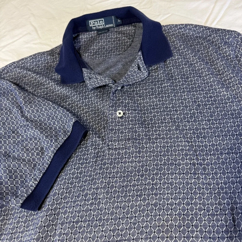 Vintage Polo Ralph Lauren Shirt Geometric All Over Print Men's Large Hong‎ Kong